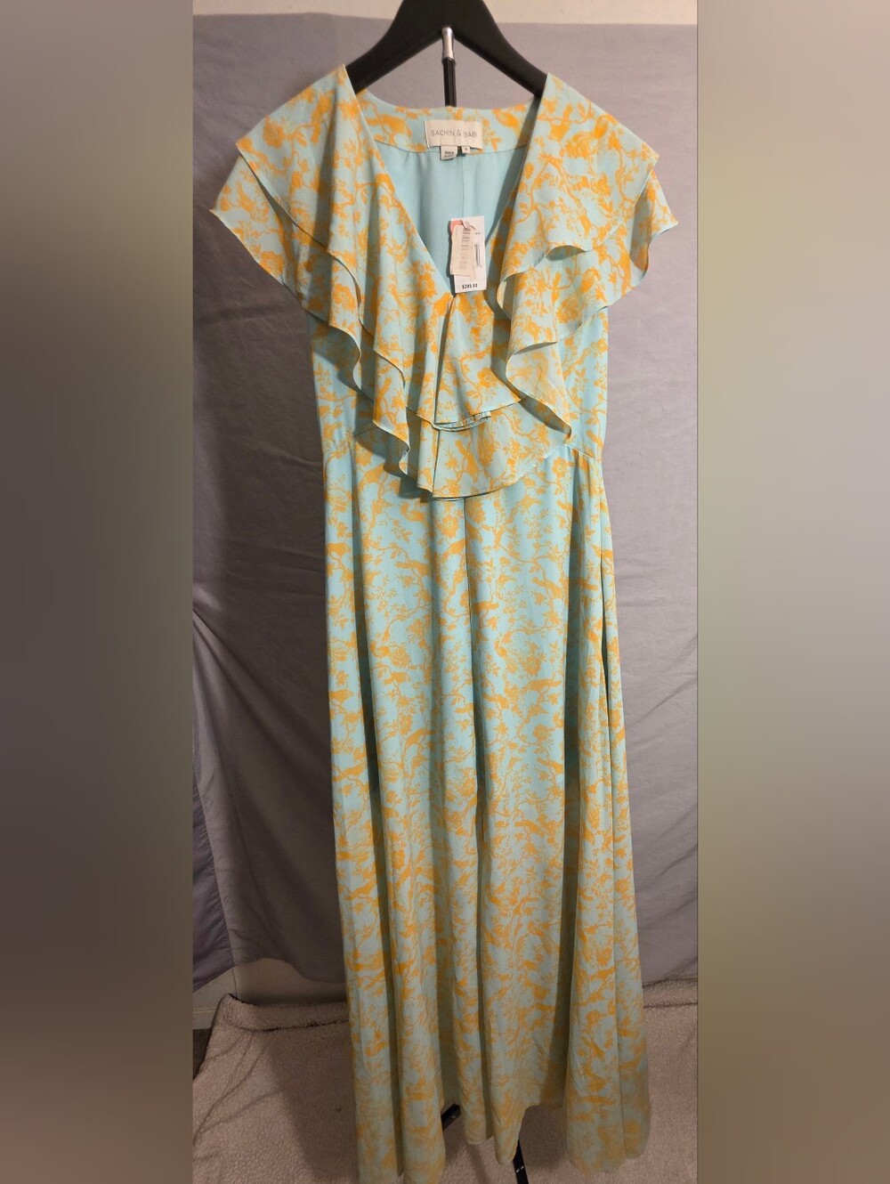 NWT SACHIN & BABI ANNEMARIE DRESS GEORGETTE RUFFLE DETAIL FLORAL & GROUSE SIZE 6